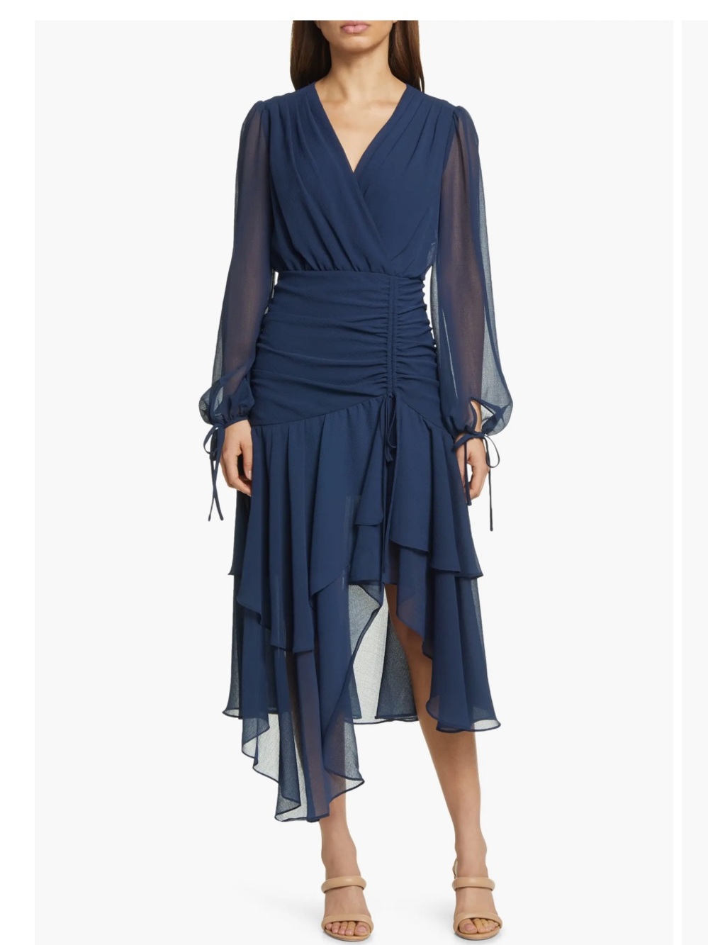 Ted Baker Navy ruched Georgette Midi Dress Kiali midi occasion size 0 - Picture 6 of 6